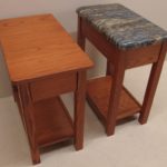 Solid Red Oak Side Tables With Wood & Granite Top