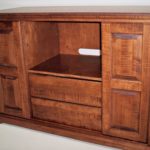Curly Maple Media Cabinet Open