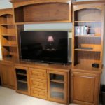 Red Oak Raised Panel Media Cabinet With Crown Molding